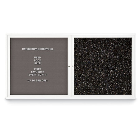 United Visual Products Corkboard, Single Door, Radius Frame, 24x36", Black/Cobalt UV7001-BLACK-COBACC